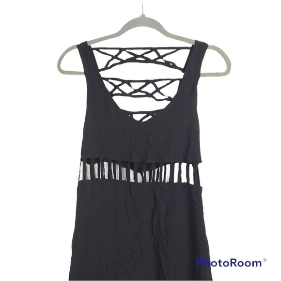 Nasty Gal caged waist and back solid black maxi dress size S - Picture 3 of 9